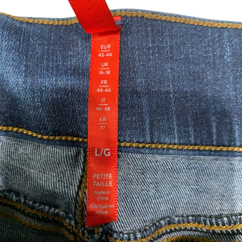 SPANX Womens Large 14 Petite Pull On Shaping Denim Jeggings Raw Hem Ankle Jeans - Picture 4 of 10
